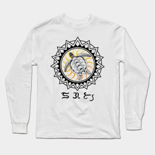 Tribal line Art Turtle / Badlit word Dagat (Sea) Long Sleeve T-Shirt